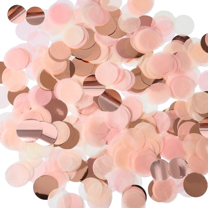 TecUnite Rose Gold Pink Confetti Tissue Paper Table Confetti, 1.76 oz - Image 1